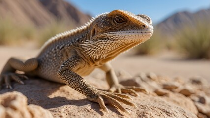 Obraz premium Up Close in the Desert Sands: The Beautiful Coachella Valley Fringe-Toed Lizard