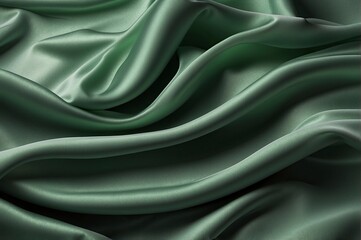 Obraz premium realistic photo, green flowing fabric, fabric flows on the left side 