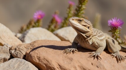Fototapeta premium Harmony in the Desert: The Life of a Coachella Valley Fringe-Toed Lizard