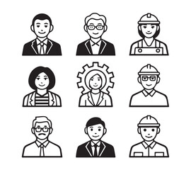 People icon set in flat style. Line icon set. Management line icons. Line Business People. Human resources. office management. with white background Vector illustration.