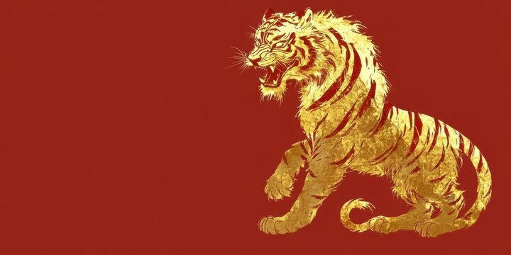 Traditional tiger god artwork eastern culture in bold digital colors