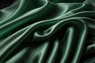 Obraz premium realistic photo, green flowing fabric, fabric flows on the left side 
