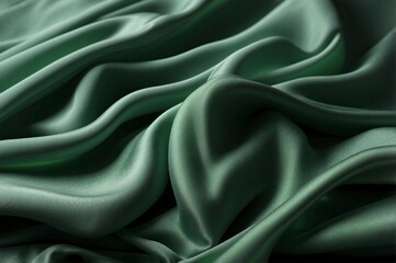 Obraz premium realistic photo, green flowing fabric, fabric flows on the left side 