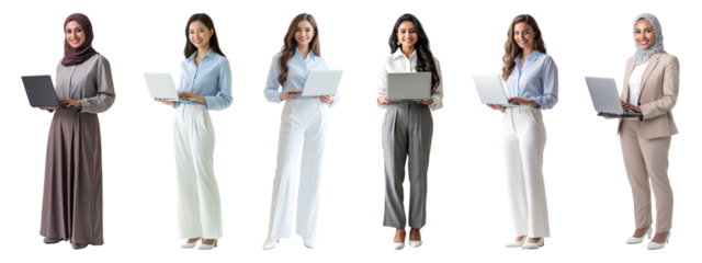PNG Diverse professional women standing confidently, element set on transparent background