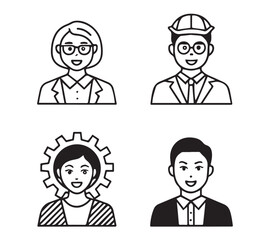 People icon set in flat style. Line icon set. Management line icons. Line Business People. Human resources. office management. with white background Vector illustration.