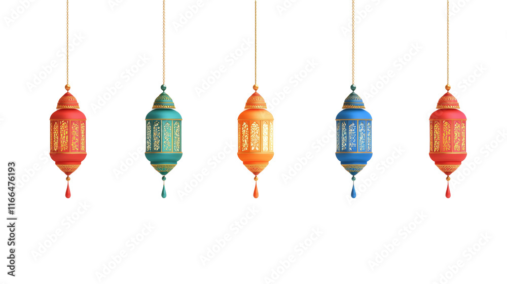 Poster hanging lanterns border graphic isolated transparent background