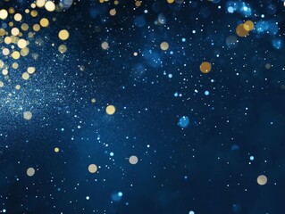 Obraz premium A vibrant abstract background with shimmering lights and particles in a dark blue setting.