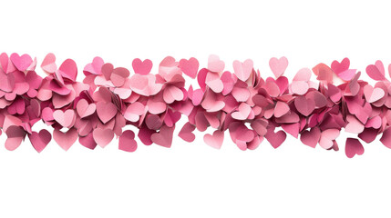 Obraz premium Border made of falling paper hearts transparent background