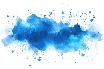 Abstract blue watercolor wash with splatters. Ideal for backgrounds, designs, and artistic projects.
