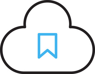 Cloud and Bookmark Line Icon
