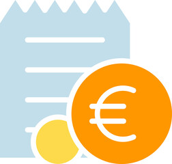 Euro Money Receipt and Coins Icon
