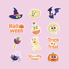 Colorful Cartoon Halloween Stickers Collection
