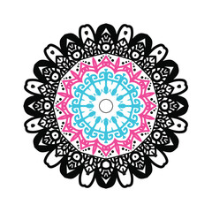 simple mandala design for coloring book, Mandala Art design in circle. Simple mandala design art beautiful mandala Oriental drawing. Vector illustration white background.