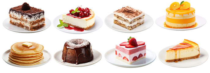 PNG Delicious assortment of desserts, element set on transparent background