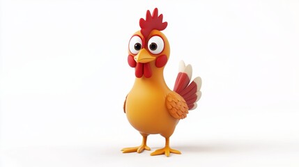 cute animation of chicken full body stock image, isolated on a white background