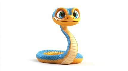 Fototapeta premium cute animation of cobra full body stock image, isolated on a white background