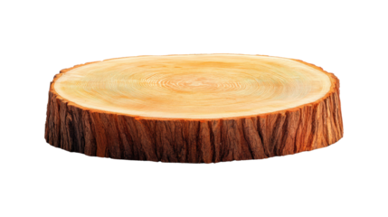Wooden log slice with natural texture and rings
