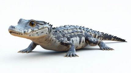 Naklejka premium cute animation of crocodile full body stock image, isolated on a white background