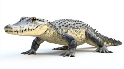 Fototapeta premium cute animation of crocodile full body stock image, isolated on a white background