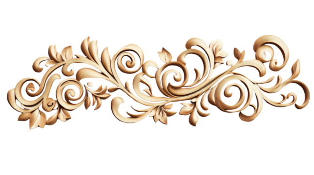 Elegant wooden floral design with intricate swirls and leaves