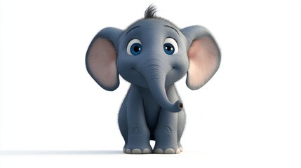 Obraz premium cute animation of elephant full body stock image, isolated on a white background