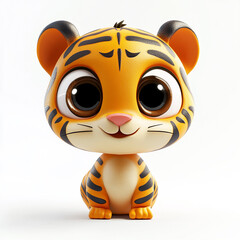 Create very clean and sleek 3d cute jungle animal character, cute eyes, 3d cartoon style, no accessories on character, good lighting, flat white background  made with generative AI