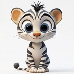 Create very clean and sleek 3d cute jungle animal character, cute eyes, 3d cartoon style, no accessories on character, good lighting, flat white background  made with generative AI