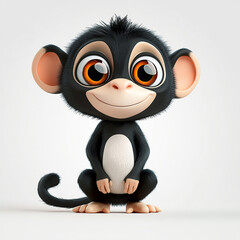 Create very clean and sleek 3d cute jungle animal character, cute eyes, 3d cartoon style, no accessories on character, good lighting, flat white background  made with generative AI