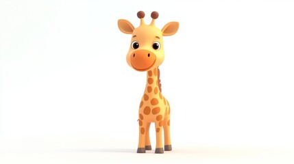 cute animation of giraffe full body stock image, isolated on a white background