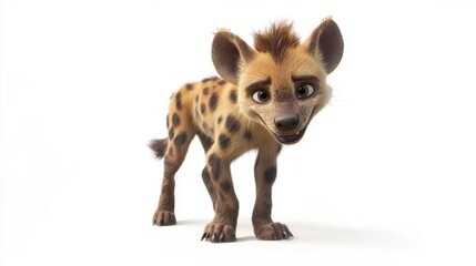 cute animation of hyena full body stock image, isolated on a white background