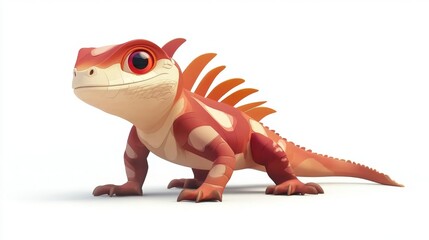 Fototapeta premium cute animation of iguana full body stock image, isolated on a white background