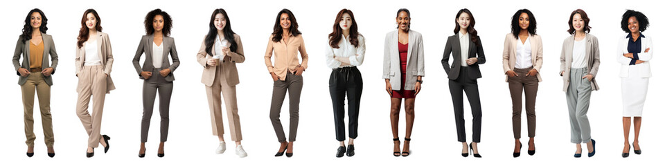 PNG Diverse professional women standing confidently, element set on transparent background