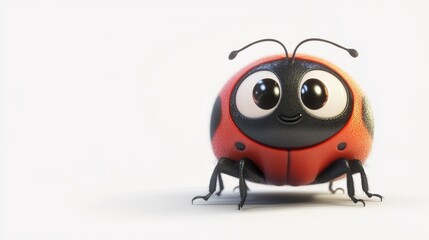 Naklejka premium cute animation of ladybug full body stock image, isolated on a white background