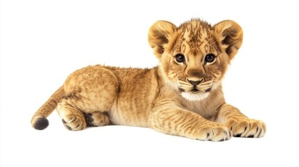 Obraz premium cute animation of lion cub full body stock image, isolated on a white background