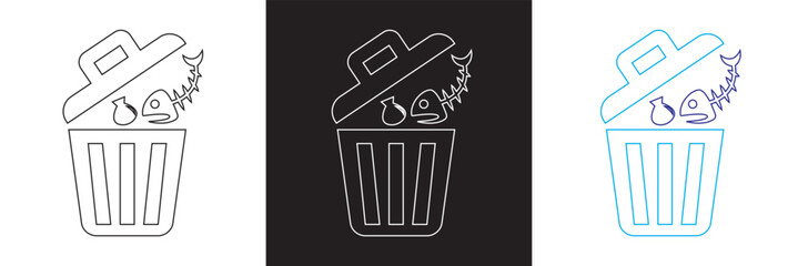 Waste icon set. isolated on white and black background. vector illustration. EPS 10
