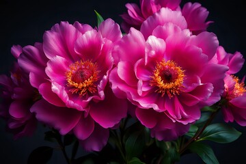 Obraz premium Beautiful flowers, peonies. Bouquet of dark pink peony background.