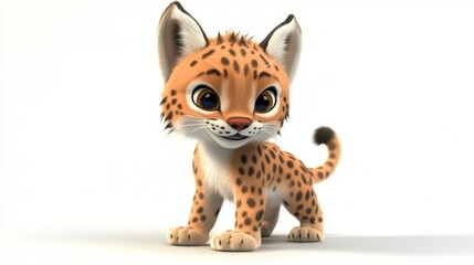 cute animation of lynx full body stock image, isolated on a white background