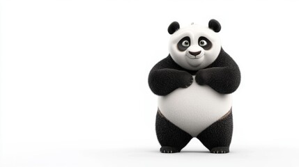 cute animation of panda full body stock image, isolated on a white background