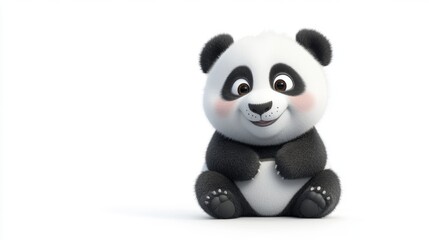Obraz premium cute animation of panda full body stock image, isolated on a white background