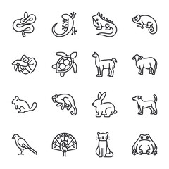 Obraz premium A set of animal icons in black and white