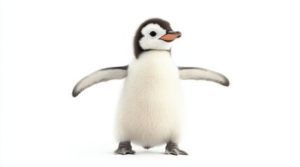 Fototapeta premium cute animation of penguin full body stock image, isolated on a white background