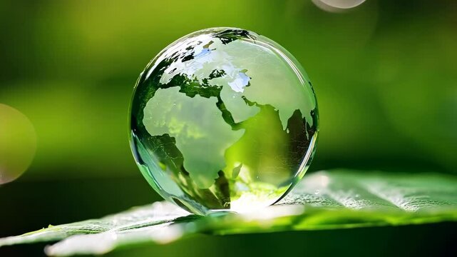 Water drop earth on green leaf, ESG Environmental, Social and governance, environment sustainable concept, generative Ai.