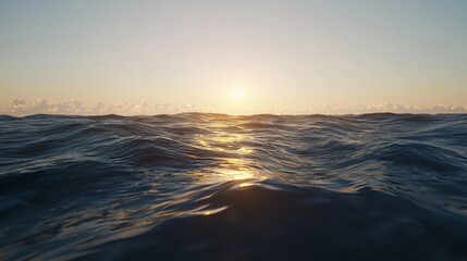 Obraz premium Golden Sunset Ocean Waves Sea Nature Water Landscape Beach Sunrise Dusk Horizon Calm Serenity