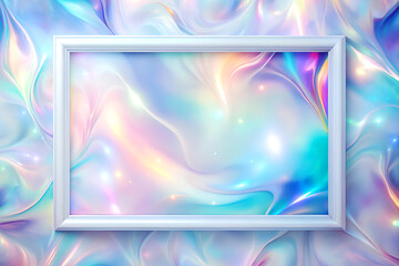 Fototapeta premium Holographic abstract background with frame. 3d rendering, 3d illustration