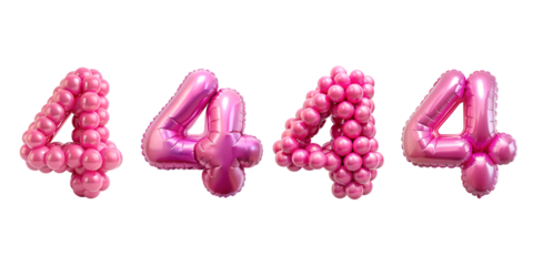 Four number made of pink balloon clipart 
