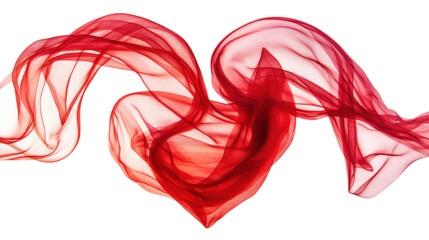 Heart made of abstract green silk transparent background