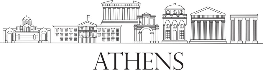 Fototapeta premium Athens City Line Draw Simple Minimalist 