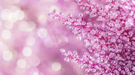 Fototapeta premium Pink Flowers Dew Drops Macro Photography Bokeh Background