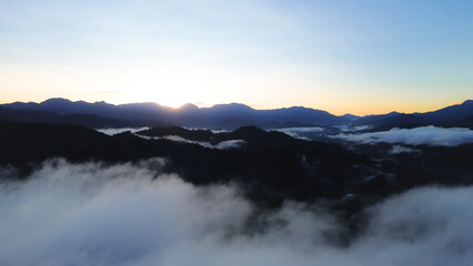 Sunrise in the morning at the top of the mountain, Indonesia