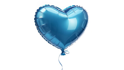 A Charming Heart-Shaped Blue Foil Balloon Isolated on a White Background